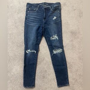 AE American Eagle Luxe Ripped Distressed High-Waisted Skinny Jeans Jeggings 14